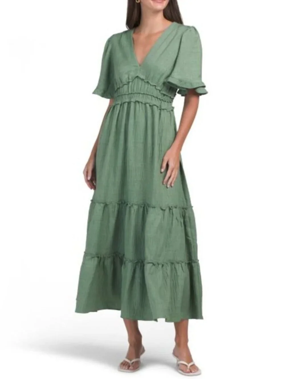 max studio empire waist maxi dress MAX STUDIO V-neck Tiered Empire Waist Maxi Dress